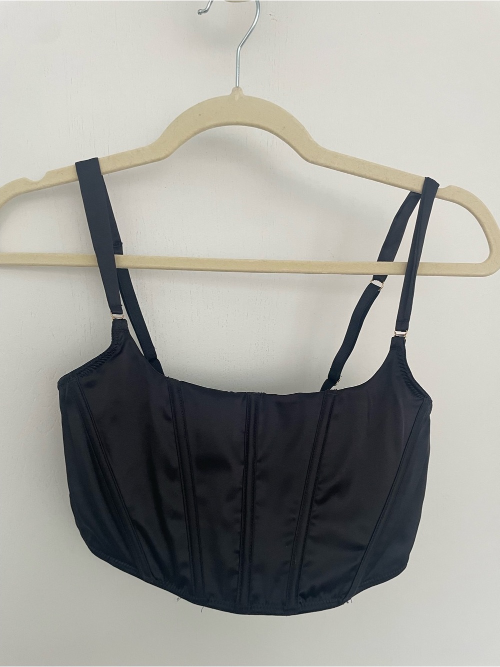 Auden Black Satin Longline Bustier Bralette